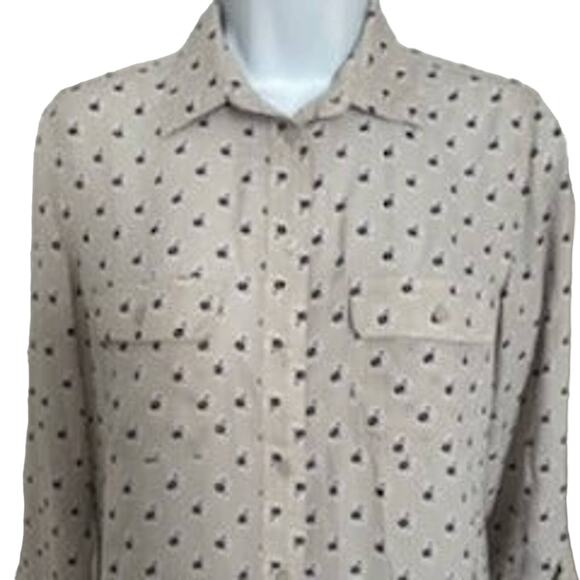Loft Size XS Gray with Circle Pattern Sheer Polyester Blouse - Picture 1 of 8